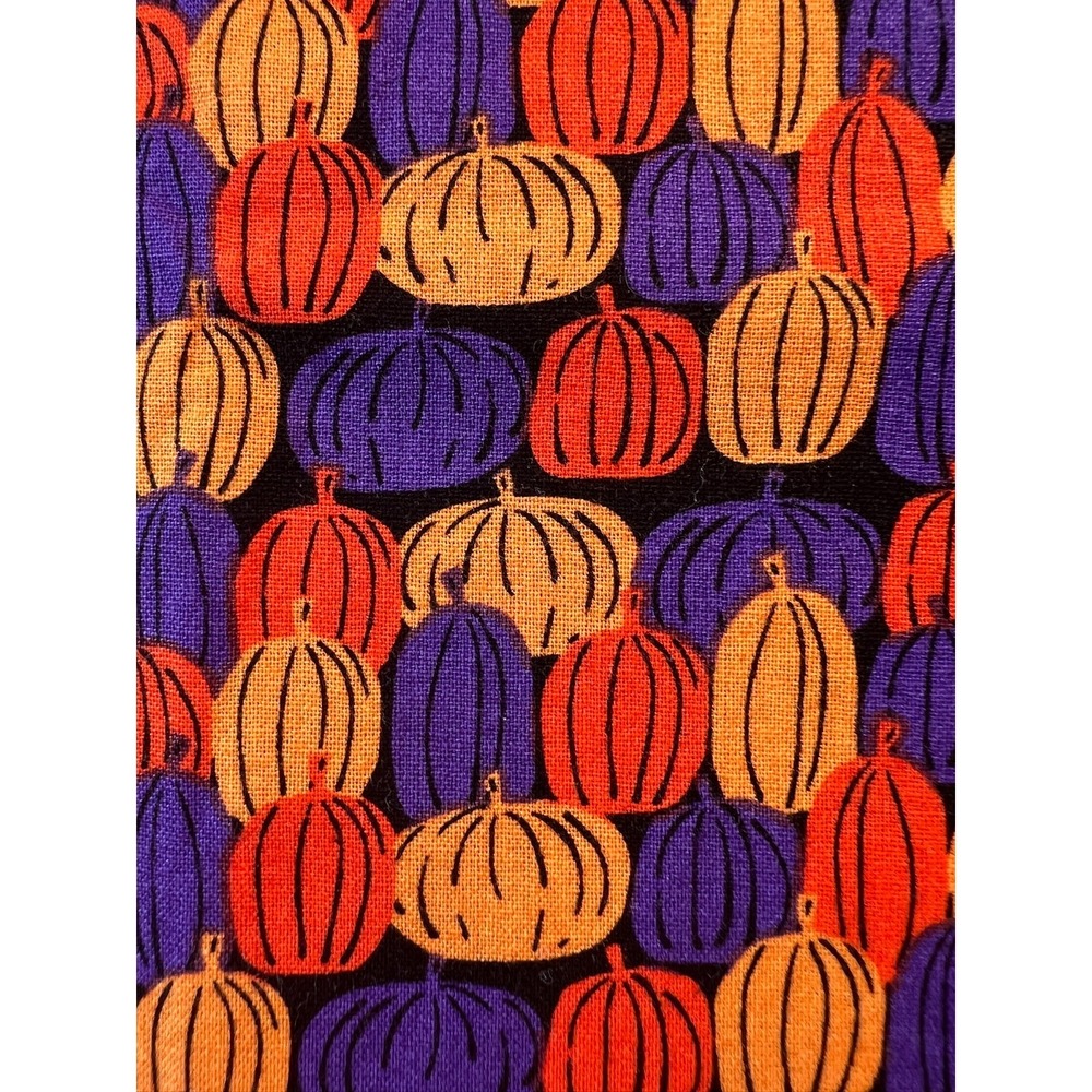 Fabric - OOP Vibrant Hand-Drawn Pumpkins Collage Washed Cotton - 70" L x 42" W